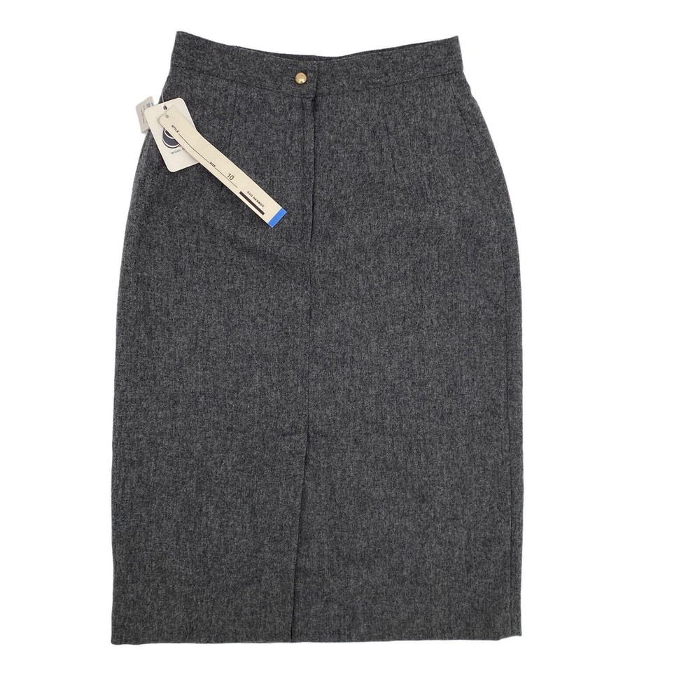 Vintage Sag Harbor Skirt 10 Waist 27" Gray Wool Straight Midi 80s 90s Preppy NWT